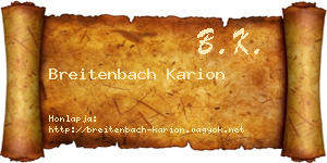 Breitenbach Karion névjegykártya